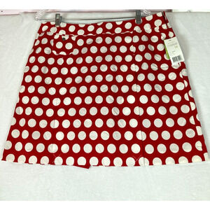 Liz Golf Classic Skort Red White Polka Dots Pleated Pockets Size 14 NWT Stretch
